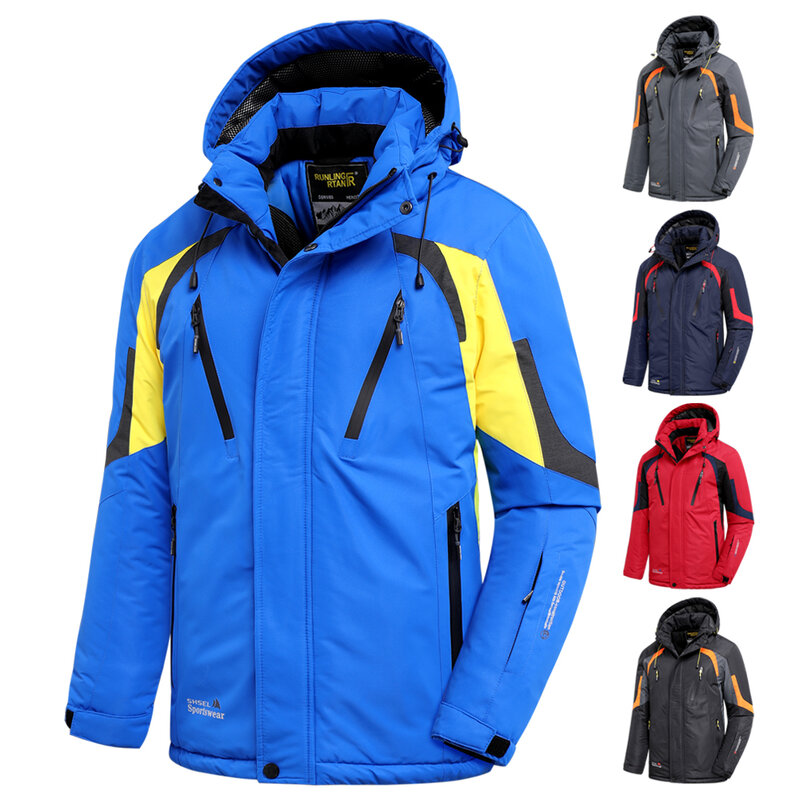 남성 2023 겨울 야외 제트 스키 스노우 따뜻한 파카 재킷 코트, 남성 아웃웨어 브랜드 캐주얼 모자, 방수 두꺼운 플리스 파카, 신제품