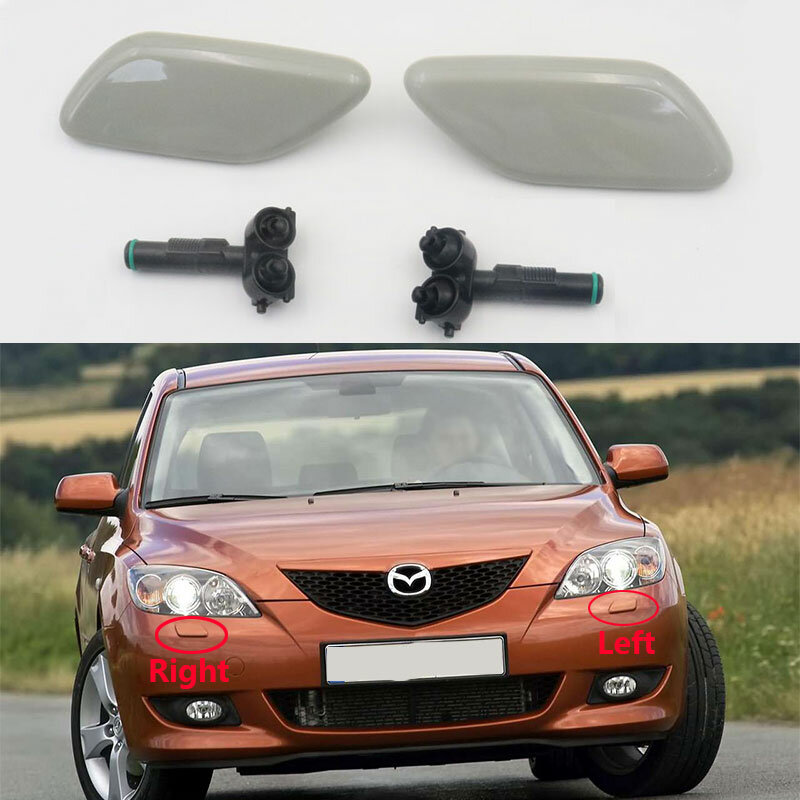 Front Bumper Headlight Washer Cover Cap + Head Lamp  Nozzle Spray Jet For Mazda 3 BK 2003-2008 5-Door BS3F-51-8G2A08