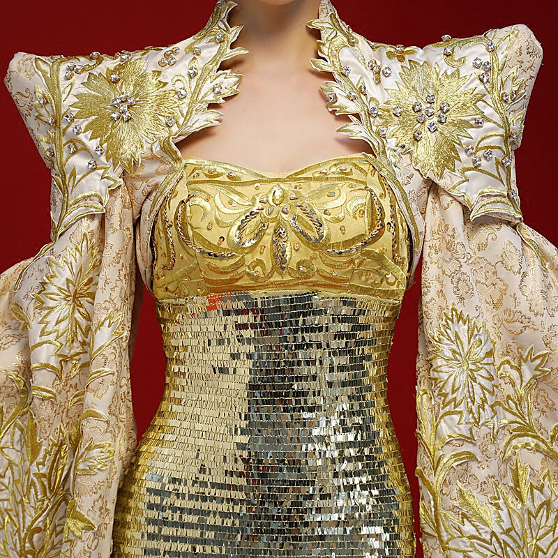2 stück Gold Dubai Saudi Arabisch Kleid Meerjungfrau Abendkleid Schal mantel Robe Lange Luxus Kleider Mutterschaft Kleider Abendkleider