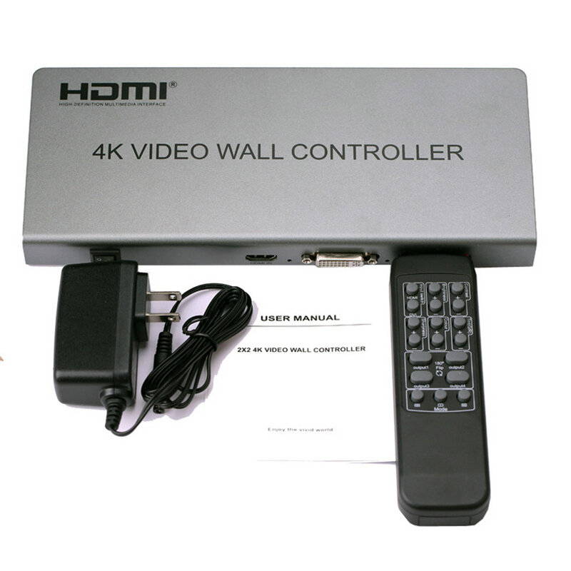 Настенный видеоконтроллер, 4K, 2x2, 1 вход HDMI/DVI, 4 выхода HDMI, процессор для телевизора, сшивание изображений, настенный видеопроцессор