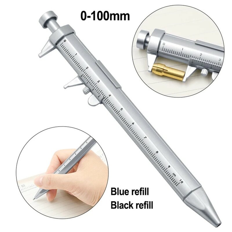Bolígrafo Vernier de tinta de Gel multifunción, 0,5mm, bolígrafo de bola, papelería, azul/negro, recarga, herramientas de Calibre Vernier, 1/2 unidades