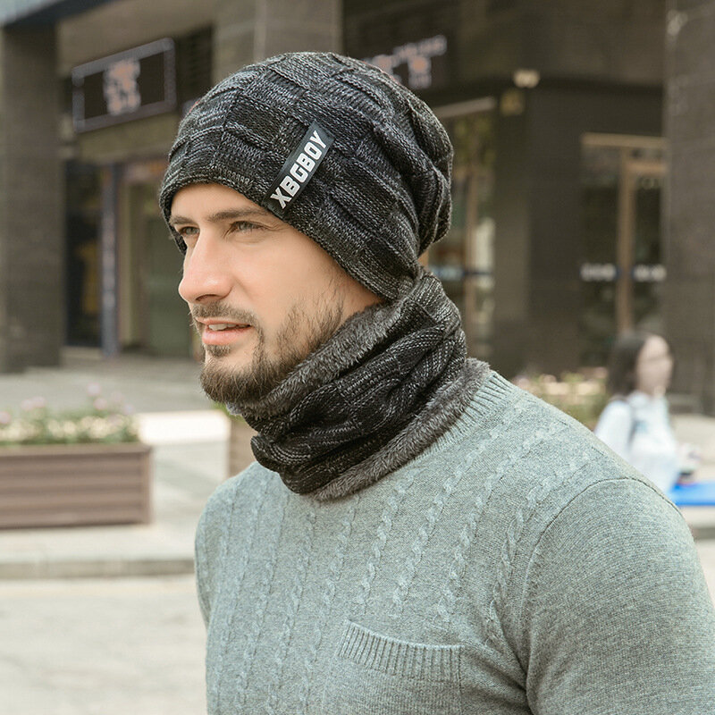 Зимние облегающие шапки и шарф унисекс, теплый вязаный женский и мужской шарф с толстой флисовой подкладкой