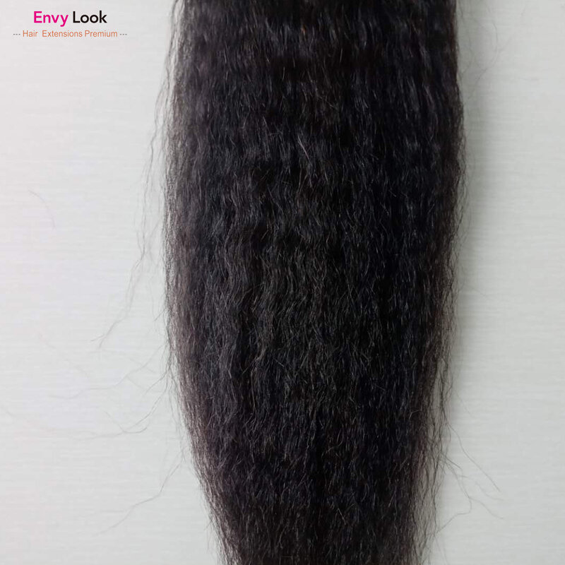 Envy Look-mechones de cabello humano liso Remy, pelo virgen brasileño de Color negro Natural, 3/4 mechones, doble trama para cabeza completa