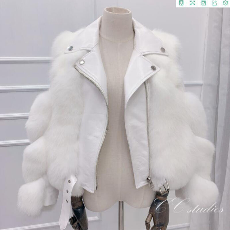 Manteau d'hiver en fausse fourrure de renard pour femme, vêtement de moto, mode, haute qualité, épais et chaud, 779