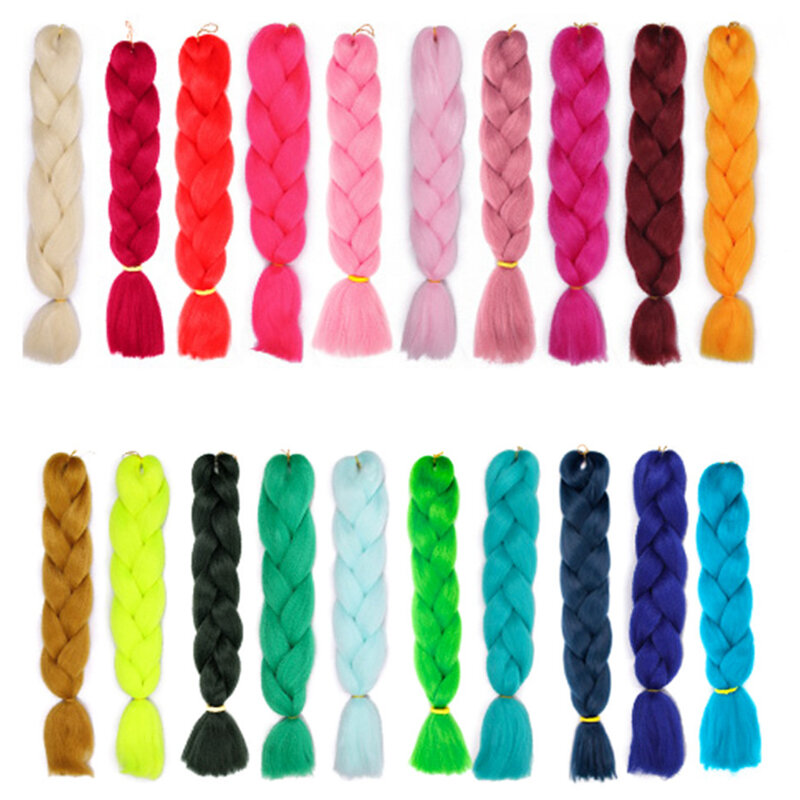 Black Star-extensiones de cabello sintético para mujer, trenzas largas con degradado Jumbo de ganchillo, color rubio, rosa, azul y gris, 24 pulgadas