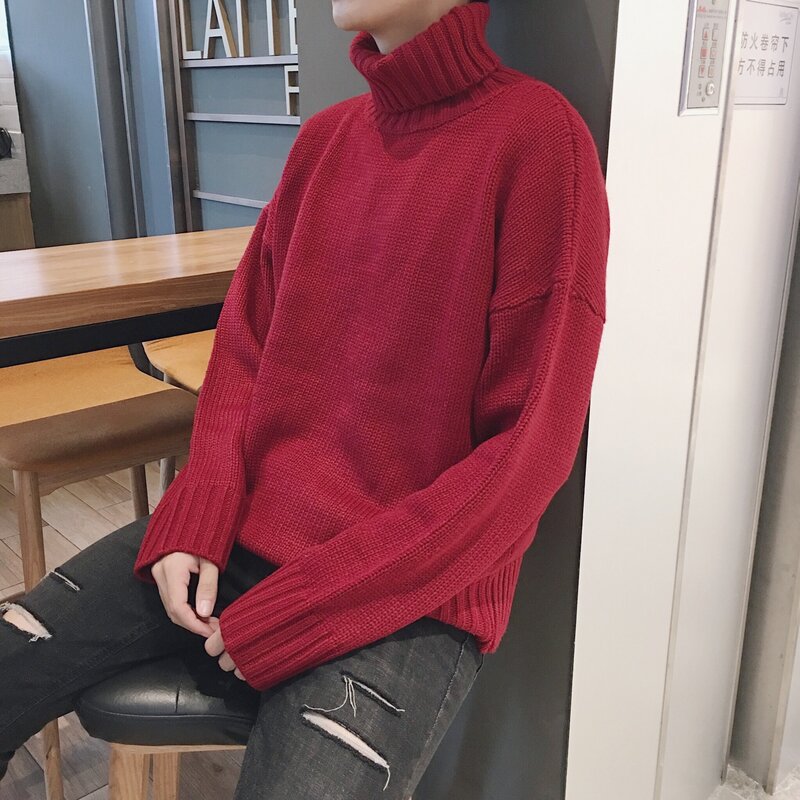 MRMT-suéter de manga larga para hombre, jersey de Color sólido para jóvenes, de cuello alto, informal, novedad de otoño e invierno, 2024