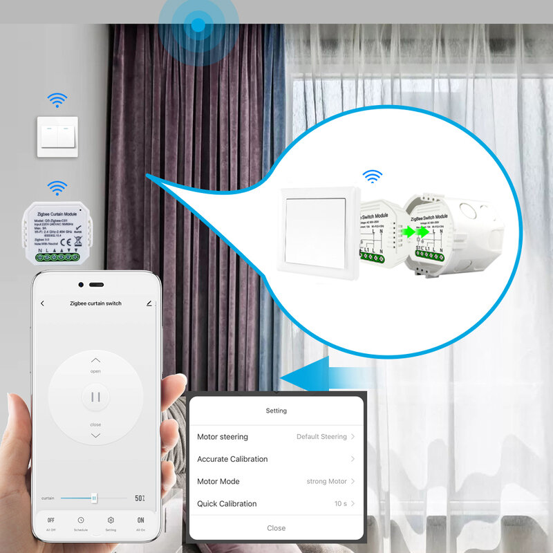 Lonsonho Tuya Smart Zigbee Curtain Switch Module For Blind Motor Smart Home Life Support Zigbee2MQTT Alexa Google Home Assistant