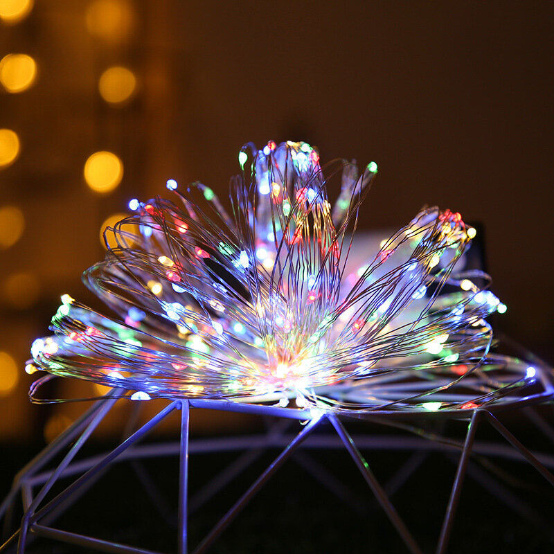 LED ทองแดงสายไฟ String ห้องนอนข้างเตียง Fairy Garland แบตเตอรี่/USB Powered คริสต์มาสปีใหม่ตกแต่งสวนวันหยุด