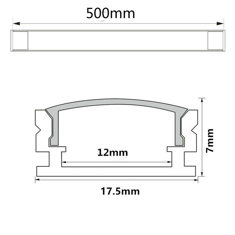 2-30pcs / lot 0.5 m/pz ha condotto il profilo di alluminio per la copertura trasparente bianca lattea della striscia/canale del LED 5050 3528 5630