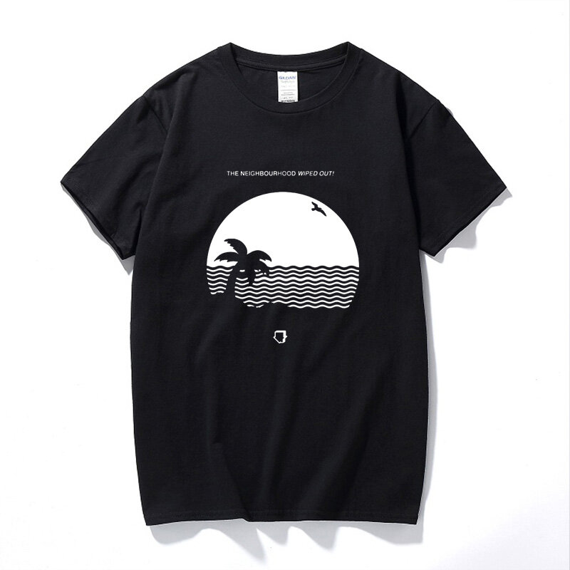 YUAYXEA Maschio divertente presente Il Vicinato Spazzato via Casa T-Shirt Album Della Spiaggia Degli Uomini Tee Degli Uomini di Formato T Shirt Stampa di Cotone T-shirt