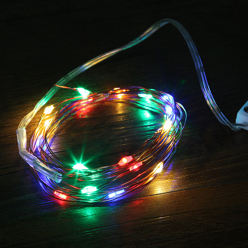 Cadena de luces LED de alambre de cobre, 2M, 20LED, iluminación festiva, hadas para guirnalda de árbol de Navidad, decoración de fiesta de boda de Año Nuevo