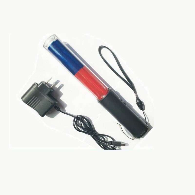 26Cm Oplaadbare Stijl Outdoor Rood Blauw Veiligheid Multifunctionele Led Verkeer Zaklamp Baton Met Magneet