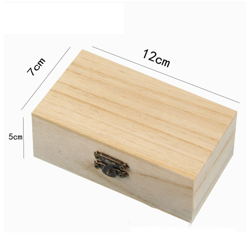 Plain Wood Wooden Square Hinged Storage Boxes Craft Gift Box Simple Storage Container Dust-Proof With Lock Jewelry Box Case
