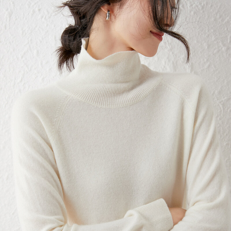 Pull à col roulé pour femme, ample, en laine, couleur Pure, Simple, tricot sauvage, nouvelle Version coréenne, automne et hiver