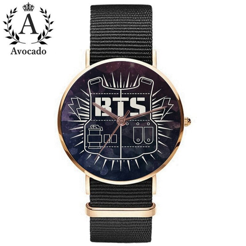 Avocado Leinwand Einfache Bts Kugelsichere Jugend Uhr Uhr Casual Fashion Star Quarz Armbanduhr Uhr Kinder Geschenk