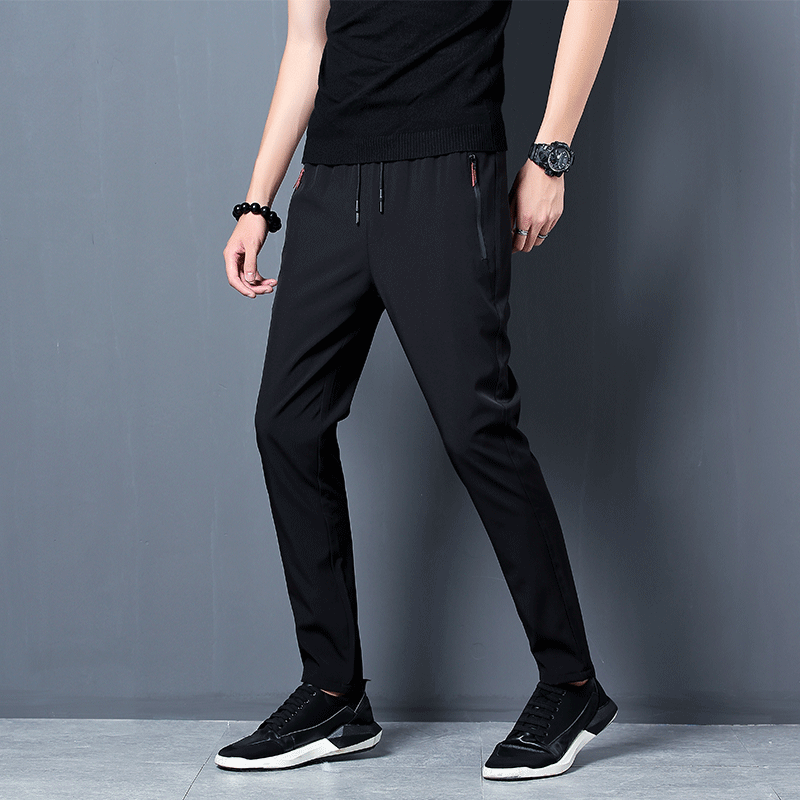 2024 nowe męskie koreańskie modne w stylu Casual, letnia cienkie szybkoschnące lodowy jedwab proste spodnie luźne sportowe 9-punktowe spodnie chłopiec