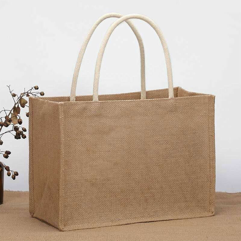 Fast Drop Shipping Burlap Tote Bags Blank Jute Beach  Eco Large Shopping Handbag Gift Bags With Handle Multiple Sizes Handbag