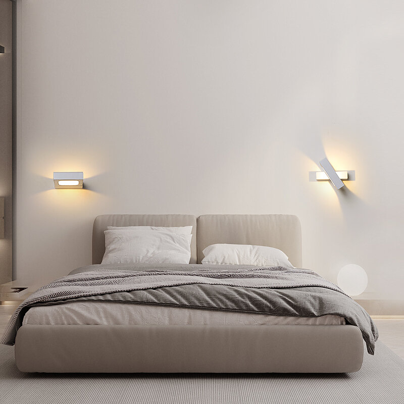 Lâmpadas de parede LED rotativas, luz do corredor do quarto, tamanho 14cm, potência, 5W, preto, corpo branco, quente, branco frio, material do ferro
