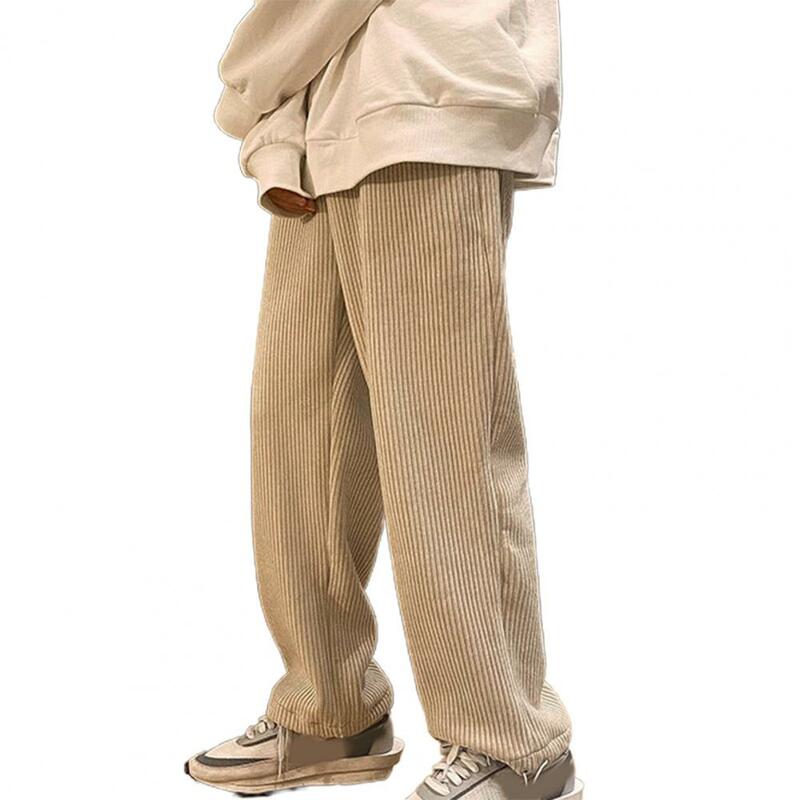 Man แบบสบายๆขาตรงกางเกงผู้หญิง Corduroy สีทึบ Oversize กางเกง Man Warm เกาหลี Streetwear กางเกง2021