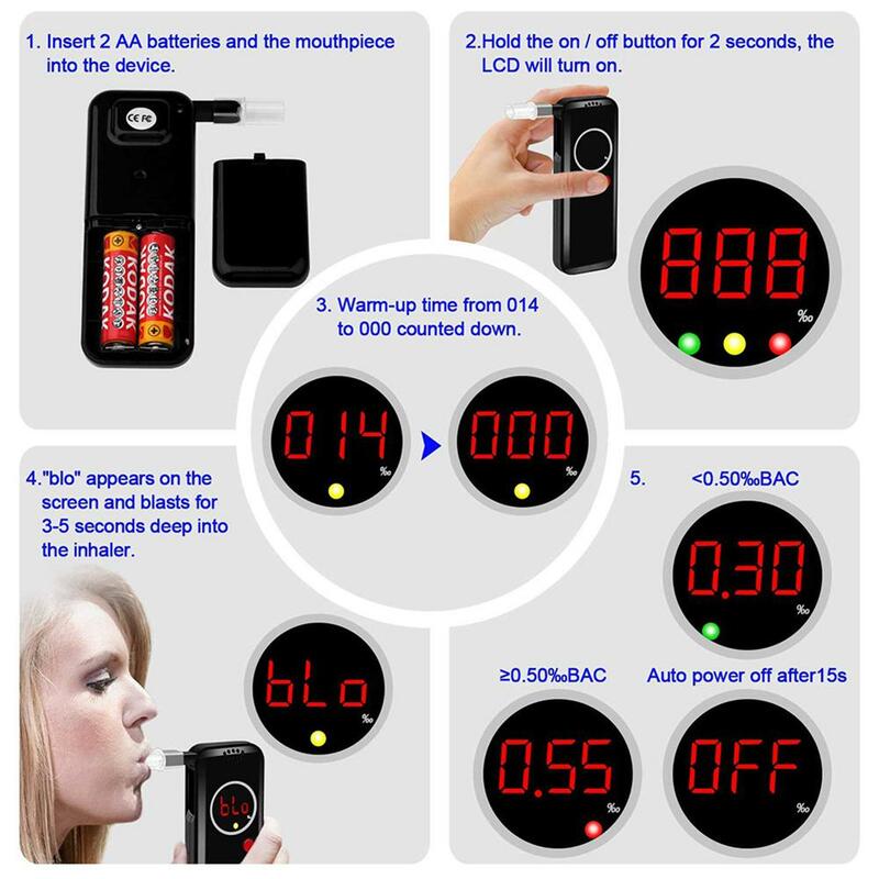 Car Alcohol Breath Tester alkomat Breathalyzer Analyzer Detector alcohol tester Breathalyser Device with Digital LCD