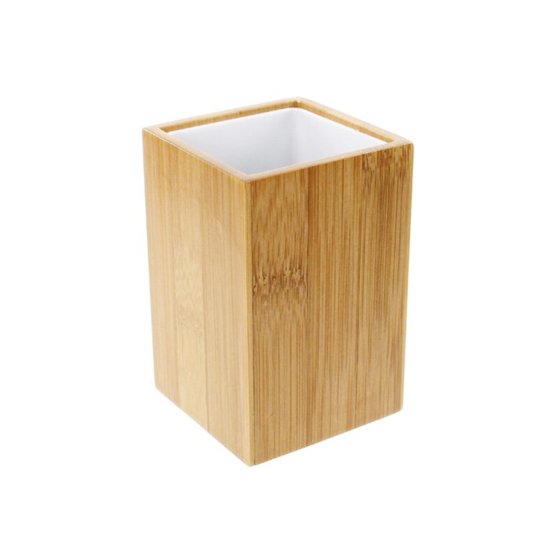 GOALONE 4Pcs Bambus Badezimmer Zubehör Set Holz Pumpe Seife Dispenser Zahnbürste Halter Lagerung mit Tray Halter Dekoration