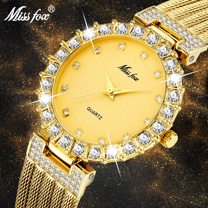 MISSFOXผู้หญิงนาฬิกาแบรนด์หรูนาฬิกากันน้ำขนาดใหญ่Labเพชรสุภาพสตรีนาฬิกาข้อมือผู้หญิงควอตซ์นาฬิกา