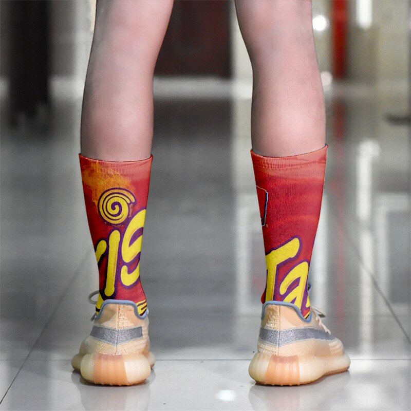 ใหม่การบีบอัด Street Punk ถุงเท้าผู้หญิง Unisex ตลกชิป3D พิมพ์ผ้าฝ้ายแฟชั่นถุงเท้า Mid-Calf แฟชั่น Casual Calcetines