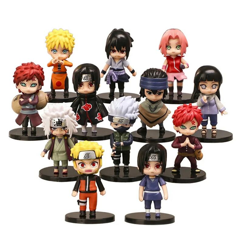 Figuras de Anime de Naruto Shippuden, Hinata, Sasuke, Itachi, Kakashi, Gaara, versión Q, juguetes de PVC, muñecas, regalo para niños, 12 piezas por juego