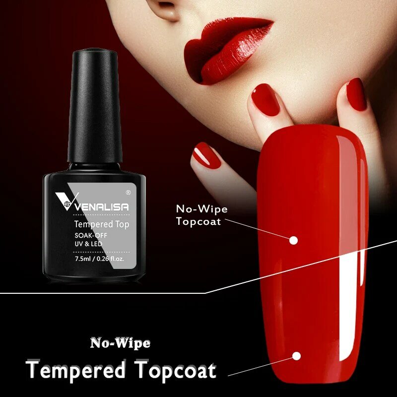 #70916 Venalisa дизайн ногтей макияж супер-гибкий Блестящий длительный блеск не протирать закаленное ударопрочное стекло topcoat