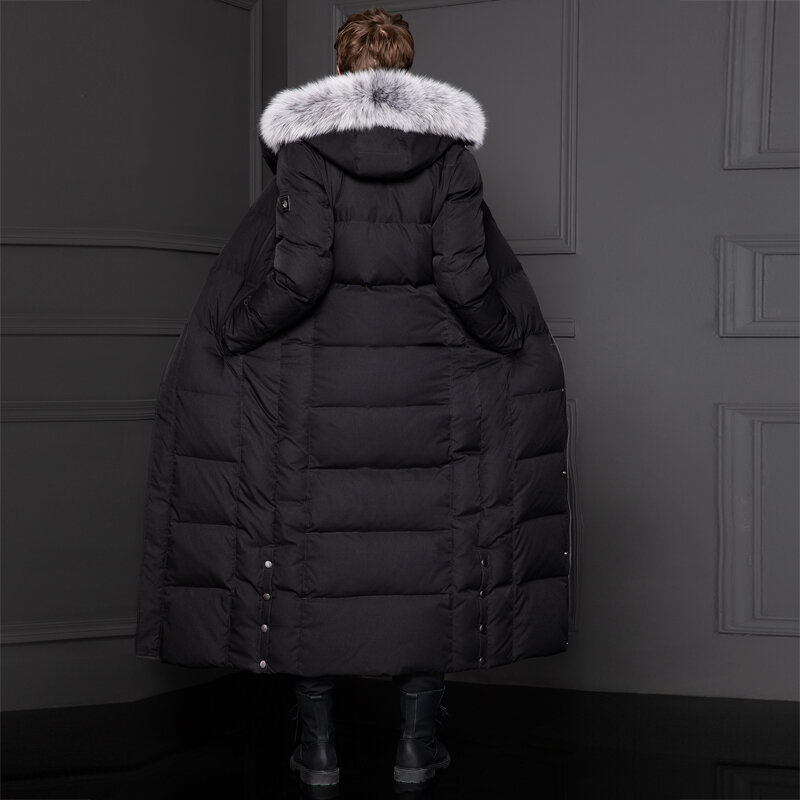 2023 nova boollili ganso para baixo jaqueta masculina longo casaco de inverno gola de pele de raposa grosso quente plus size jaquetas masculinas