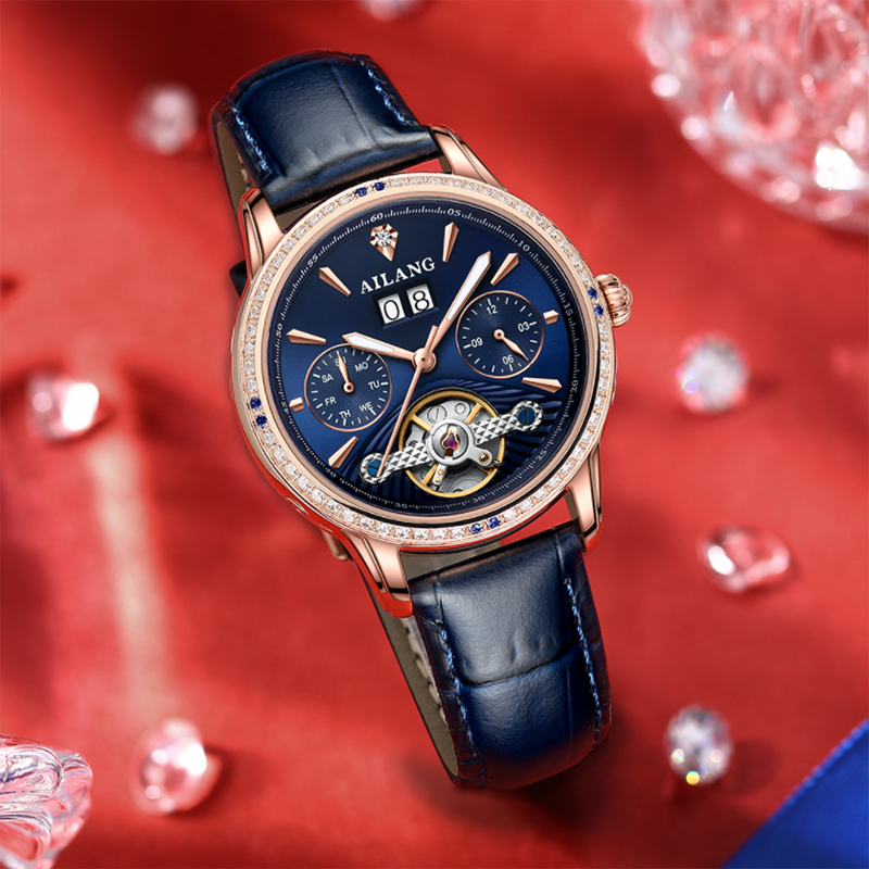 2022 ailang novo calendário oco com diamantes, elegante e bonito relógio à prova dwaterproof água feminino