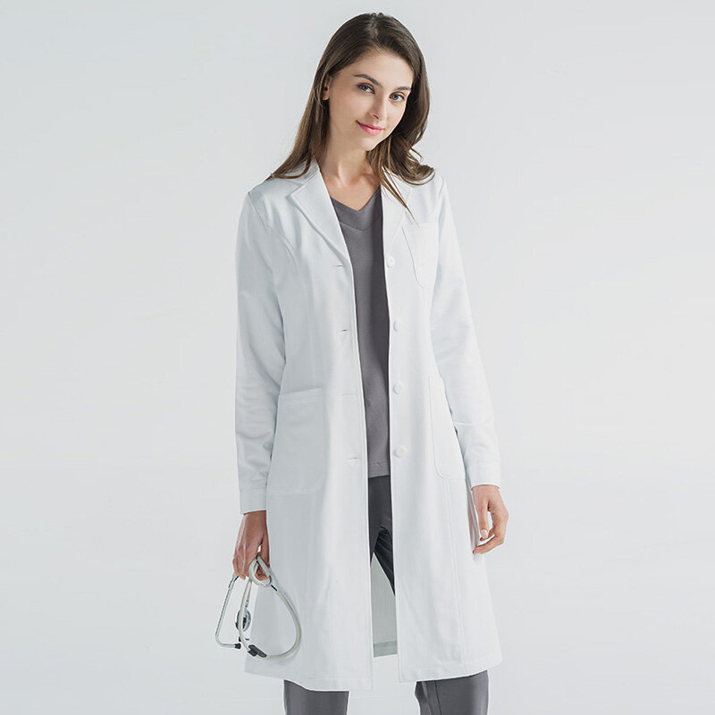 Camice da laboratorio bianco di alta qualità camice da ospedale medico Slim infermiera uniforme spa uniforme infermieristica scrub uniformi mediche donne