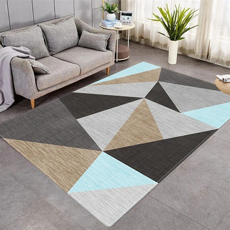 Pola Geometris Karpet Cetak Rumah Tangga Ruang Tamu 3D Cetak Minimalis Dekorasi Kamar 3d Karpet Non-slip Dicuci Karpet Kecil