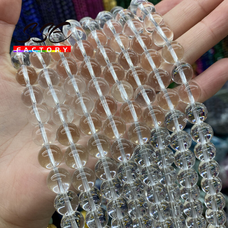 Natürliche Stein Weiß Kristall Quarz Runde Lose Licht Klar Perlen für Schmuck, Die Diy Armbänder Frauen Halskette 4 6 8 10 12mm