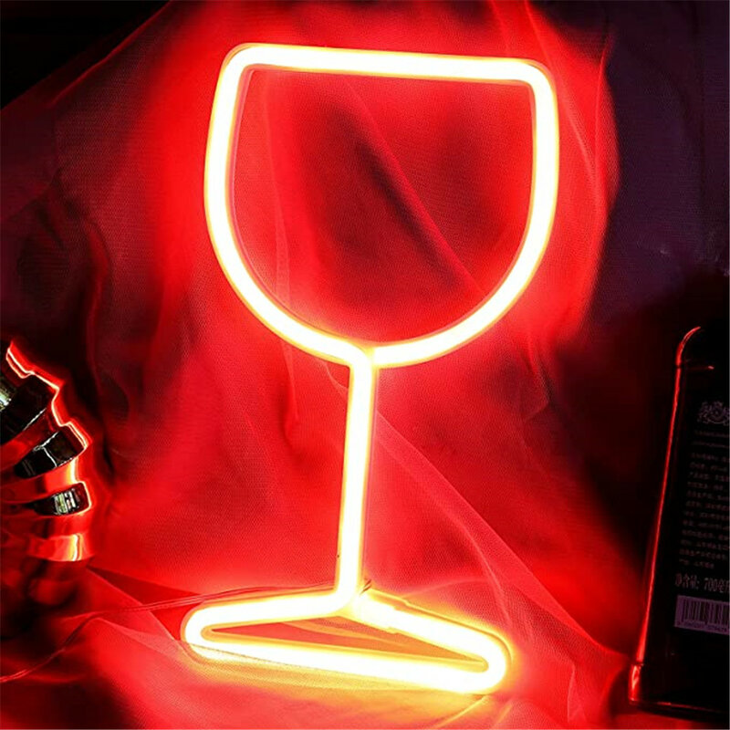 Lampka do wina światło neonowe Led znaki Winebowl kinkiet ścienny lampka nocna z Usb zasilanie bateryjne Neon Bar Room Decor prezenty