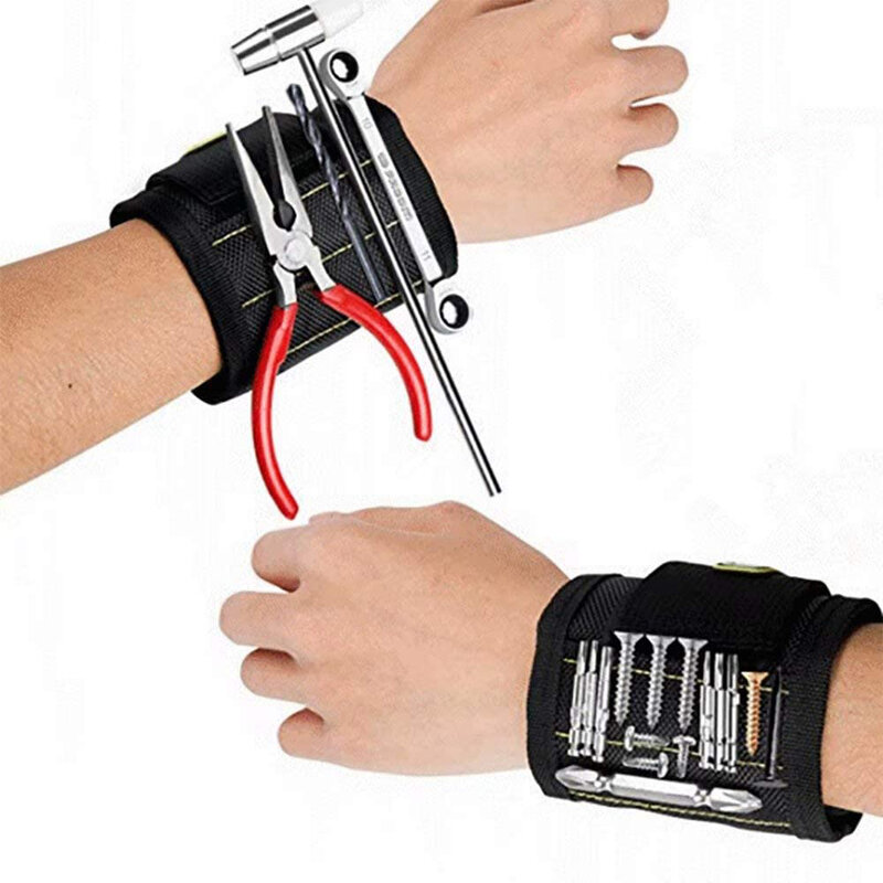 Magnetic Wristband Portable Tool Bag with Magnet Electrician Wrist Tool Belt Screws Nails Drill Bits Bracelet for Repair Tool