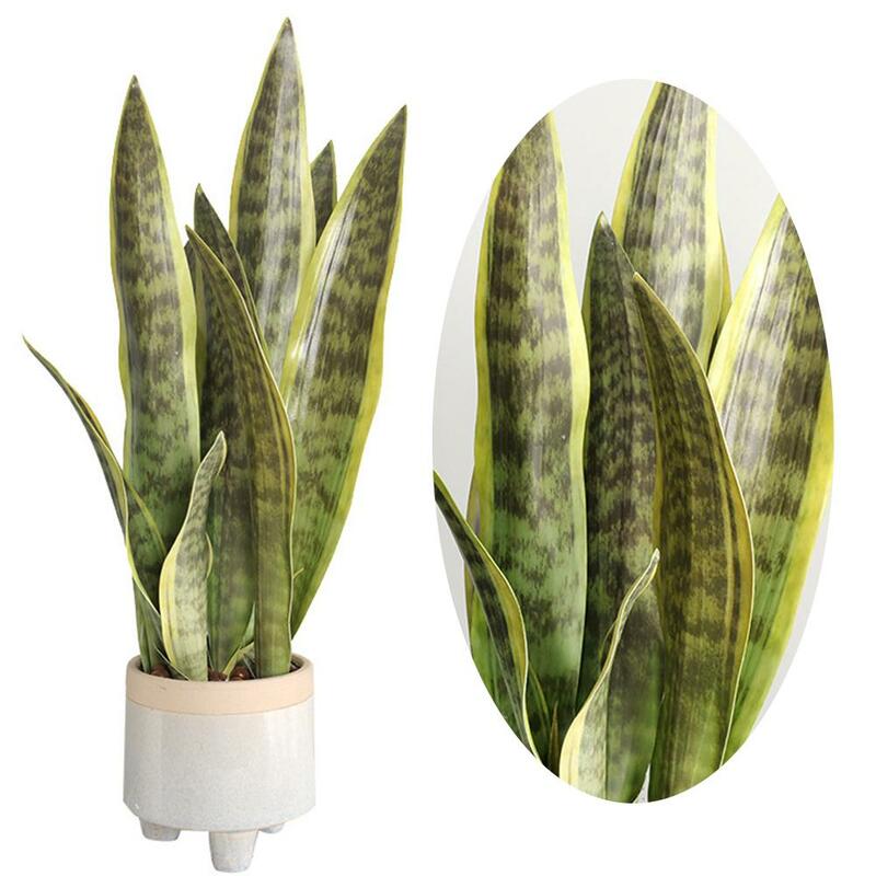 Sansevieria-plantas artificiales de plástico para decoración del hogar, plantas falsas en maceta con hojas verdes para adorno de mesa, utilería para fotografía