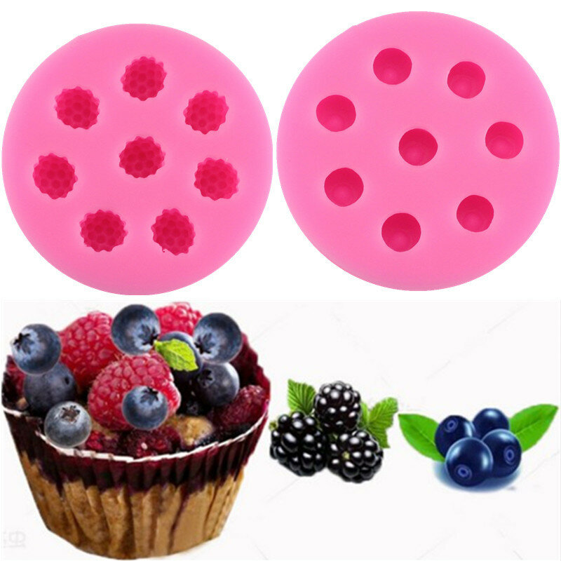 MILIVIXAY Set of 3 Raspberry/Blueberry/Strawberry Silicone Mold Cake Bakeware Decorating Mold for Biscuit Chocolate Candy