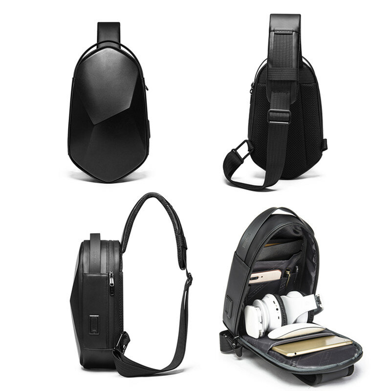 BANGE New Hard Shell Angular Design 3.0 USB Charging Messenger Bag Shoulder Bag Men's Waterproof Excursion Chest Bag