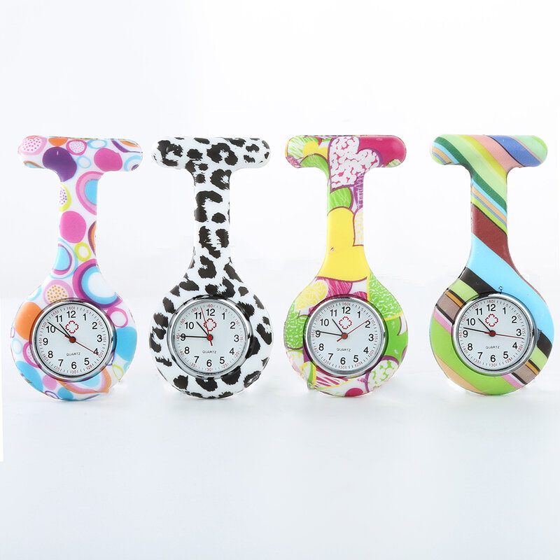 ผู้หญิงพยาบาลนาฬิกาตัวเลขภาษาอาหรับดิจิตอลคลิปซิลิโคนพยาบาลเข็มกลัด Tunic Fob นาฬิกาพยาบาลนาฬิกาพ็อกเก็ต