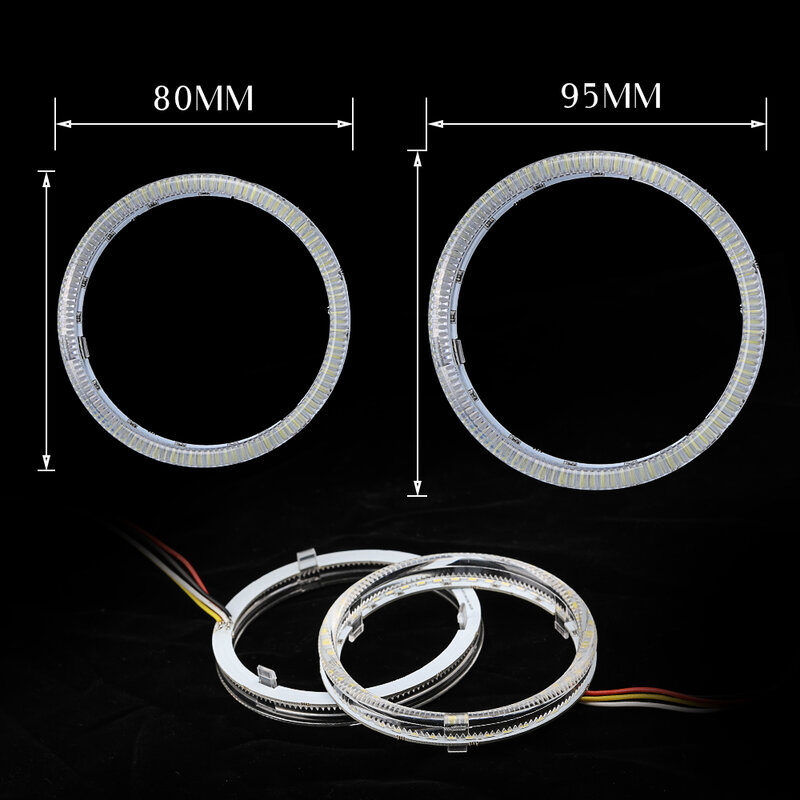 2 Pieces Car LED Headlight Angel Eyes Light Guide Rotation Mode Double Light Lens  Auto ModifictionFog Lamp Lampshade 80MM 95MM