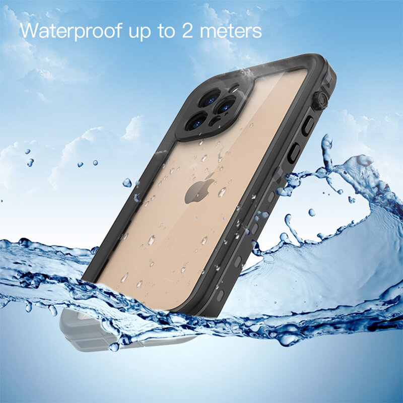 Redpepper-Tampa Transparente TPU Armor Phone, 100% impermeável para iPhone 15, 14, 13, 12, 11 Pro Max, XS, XR, X, mergulho, selo traseiro