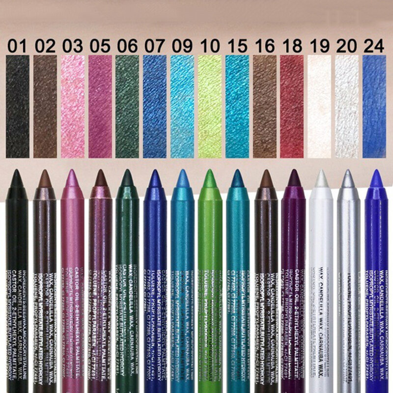 Lápis de forro duradouro, caneta de pigmento impermeável, cosmético de maquiagem feminina, azul, marrom, preto, cor da moda, 14 cores