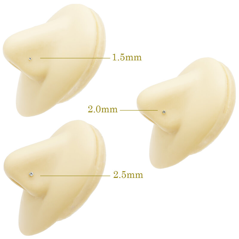 925 Sterling Silver Nose Stud 1.5mm 2.0mm 2.5mm Gemstone Thin Dainty Crystal Pin Nose Screw Ear Bone L Shape Bend Piercing Nariz