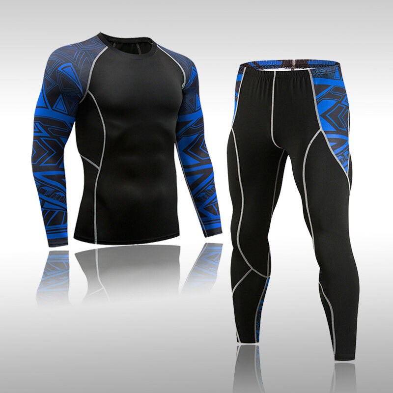 Roupa íntima térmica masculina, cueca longa de compressão, camisa fitness para corrida, calças de treino, roupa interior térmica