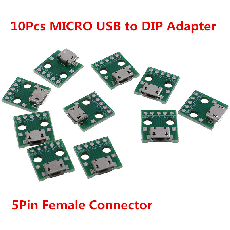 10 Buah/Lot Adaptor USB Mikro Ke DIP 5Pin Konektor Betina Papan Konverter PCB Grosir