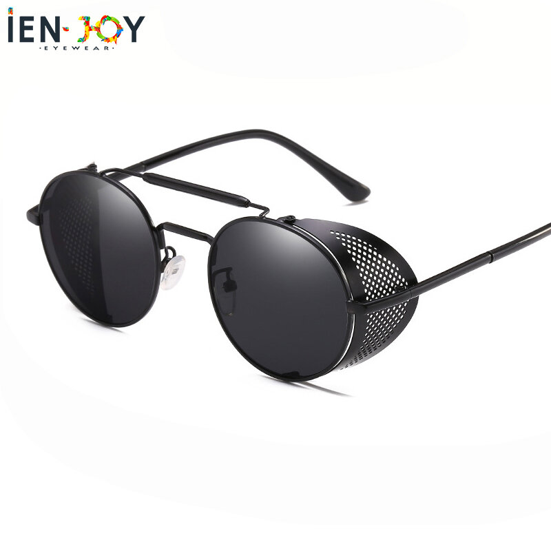 Ienjoy retro steampunk óculos de sol de metal óculos de sol feminino óculos de sol redondos para homem