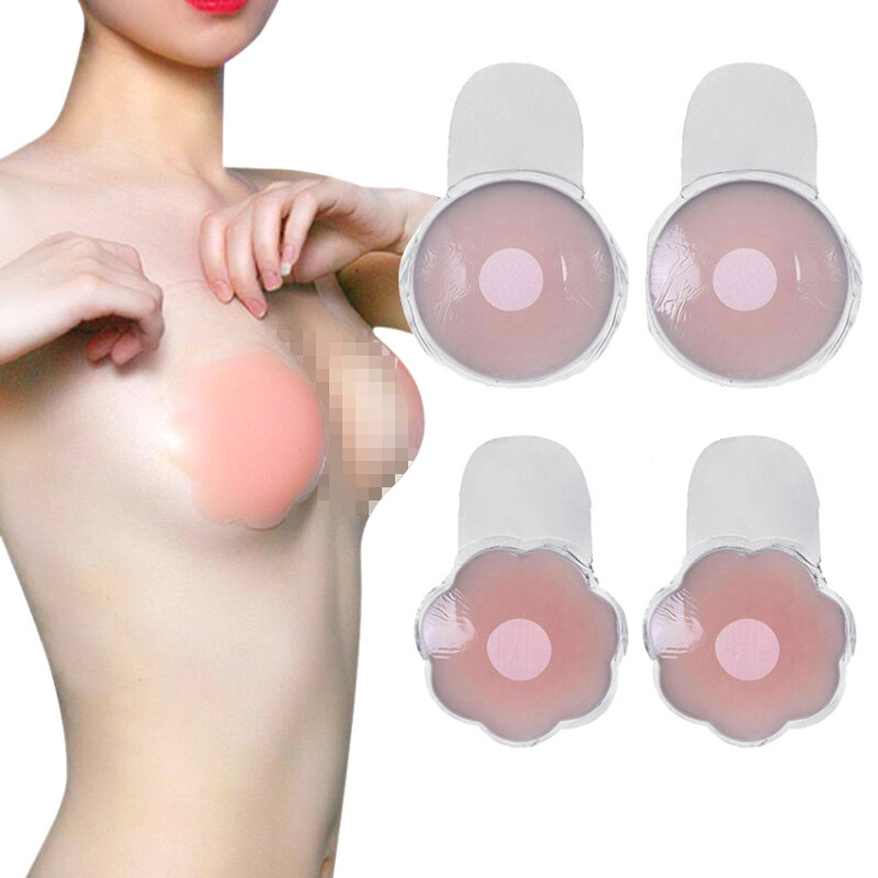 Fita auto-adesiva de silicone para levantamento instantâneo, adesivo invisível para cobrir o mamilo, para peito, 1 par