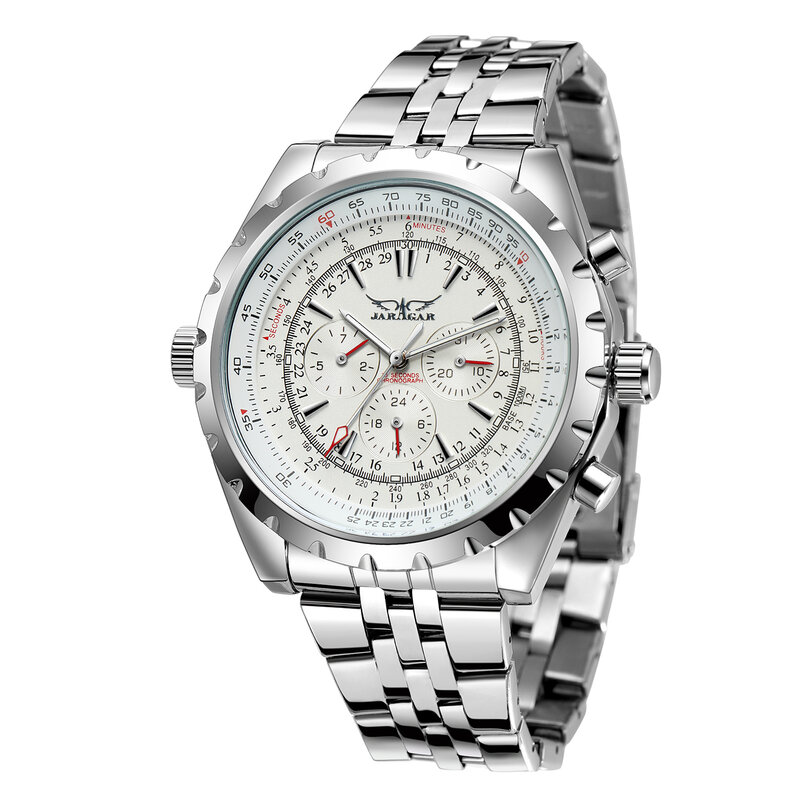Jaragar-青いガラスの新しい自動時計,ステンレス鋼のデザイン,発光ビジネスとメカニカルの腕時計