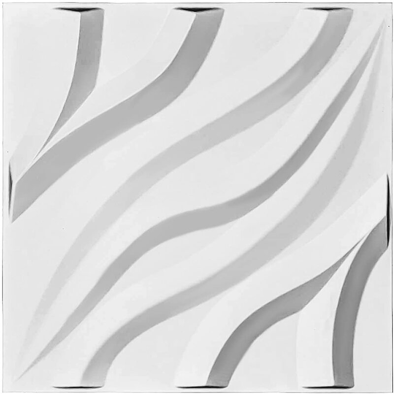 Art3d 50X50ซม.Plantfiber 3D กระเบื้อง-Flowing Wave ในดั้งเดิมสีขาว,ทาสีสำหรับห้องนั่งเล่นห้องนอนทีวีพื้นหลัง12กระเบื้อง